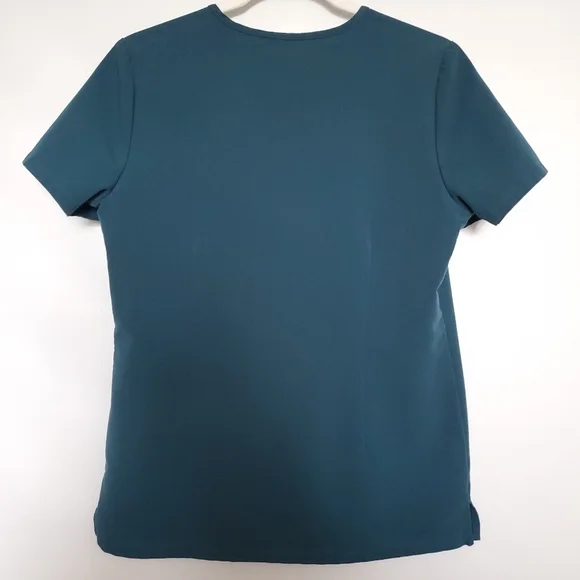 FIGS 'CASMA' SCRUBS TOP TEAL GREEN 3 POCKET V-NECK SHORT SLEEVE WOMENS (XS) - Picture 3 of 13